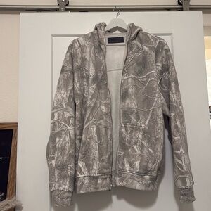 Abercrombie Light Grey Camo Zip-Up Hoodie M